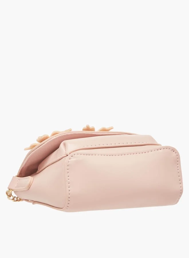 Flora Bella By Shoexpress Girls Butterfly Embellished Crossbody Bag With Chain Strap And Button Closure
