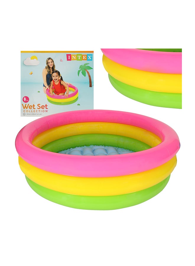 INTEX 3 Ring Rainbow Portable Inflatable Lightweight Compact Circular Swimming Pool 61x22cm - Image 1