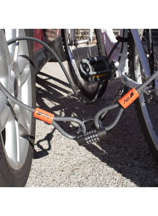 بي في كابل أمان BV عالي التحمل بطول 15 قدمًا مزود بحلقات - كابل فولاذي مضفر مقاوم للقطع بسمك 10 مم (3/8 بوصة) - متعدد الاستخدامات ومقاوم للعوامل الجوية - سلسلة أمان للقفل، وقفل السلسلة، وقفل السلك - Image 2