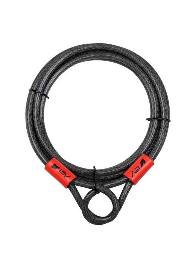 بي في كابل أمان BV عالي التحمل بطول 15 قدمًا مزود بحلقات - كابل فولاذي مضفر مقاوم للقطع بسمك 10 مم (3/8 بوصة) - متعدد الاستخدامات ومقاوم للعوامل الجوية - سلسلة أمان للقفل، وقفل السلسلة، وقفل السلك - Image 1