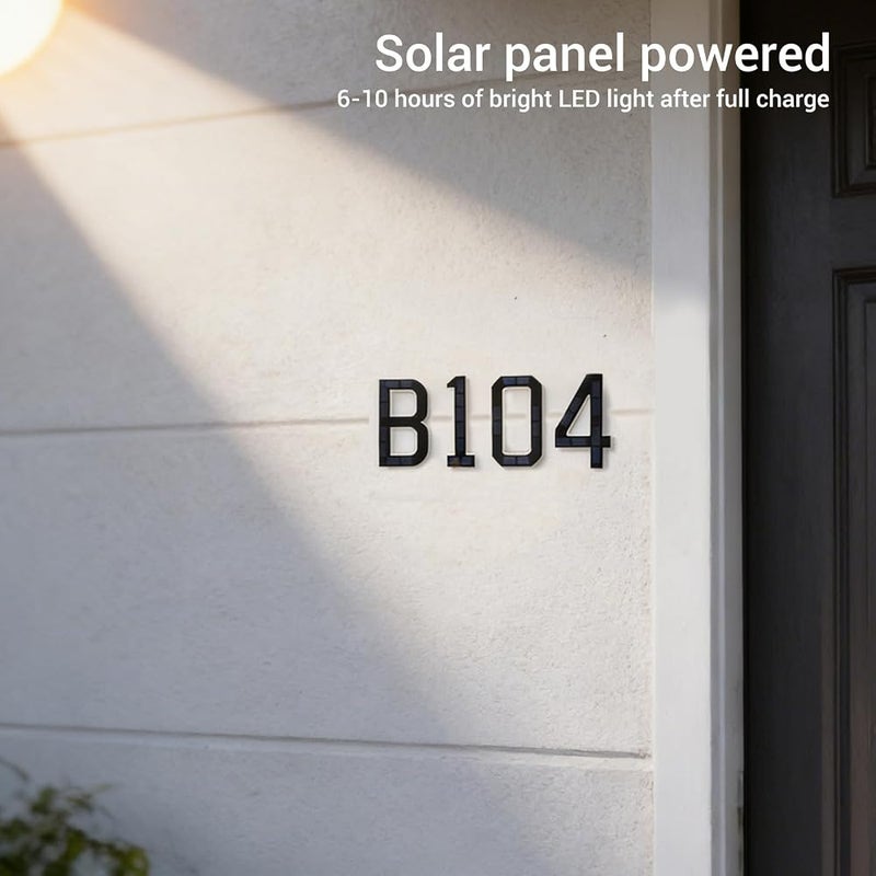 Focket 9 Inch Solar Lighted House Numbers for Outside, Light Up Water Proof LED Address Sign, Personalized Backlit Illuminated Exterior Modern House Numbers for Apartments Hotels - Image 2