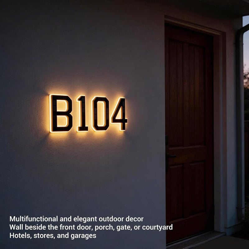Focket 9 Inch Solar Lighted House Numbers for Outside, Light Up Water Proof LED Address Sign, Personalized Backlit Illuminated Exterior Modern House Numbers for Apartments Hotels - Image 4