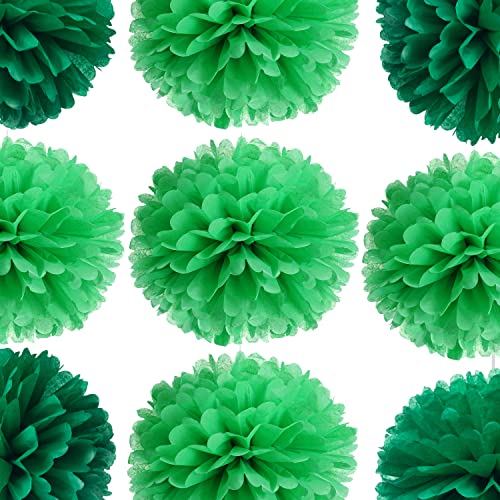 Adeer 14" Green Tissue Pom Poms Kit DIY Decorative Paper Flowers Ball for Birthday Party Wedding Baby Shower Home Outdoor Hanging Decorations, Pack of 10 - Image 4