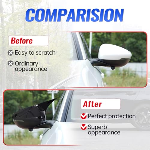 Alicatong Side Rear View Mirror Cover Exterior Accessories Rearview Wing Mirror Caps Cover Ox Horn Door Side Moulding Trim Compatible With Honda 10th 11th accord 2018-2023 2024 2025 Glossy Black - Image 4