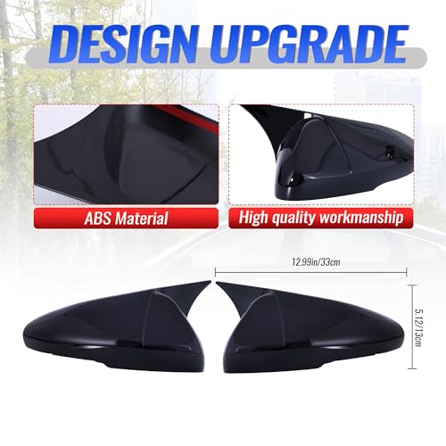 Alicatong Side Rear View Mirror Cover Exterior Accessories Rearview Wing Mirror Caps Cover Ox Horn Door Side Moulding Trim Compatible With Honda 10th 11th accord 2018-2023 2024 2025 Glossy Black - Image 5