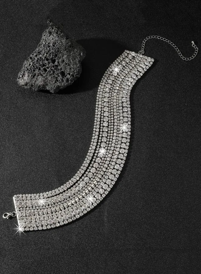 Take Two  Silver Crystal Layered Choker Necklace for Women | Best Price UAE