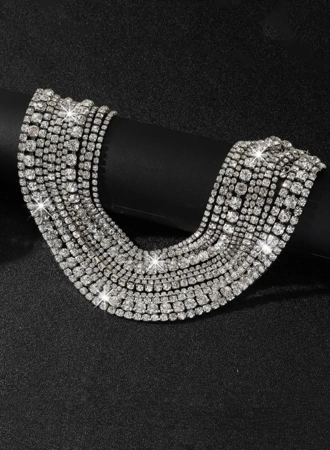 Take Two  Silver Crystal Layered Choker Necklace for Women | Best Price UAE