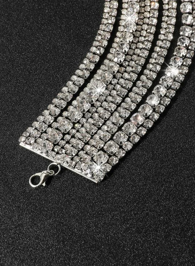 Take Two  Silver Crystal Layered Choker Necklace for Women | Best Price UAE