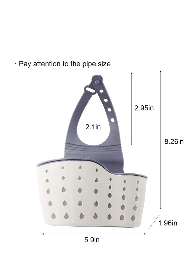 Kitchen Sink Caddy Shelf Soap Sponge Drain Rack Holder Double Decker Hanging Basket Storage Suction Cup Beige - Image 4