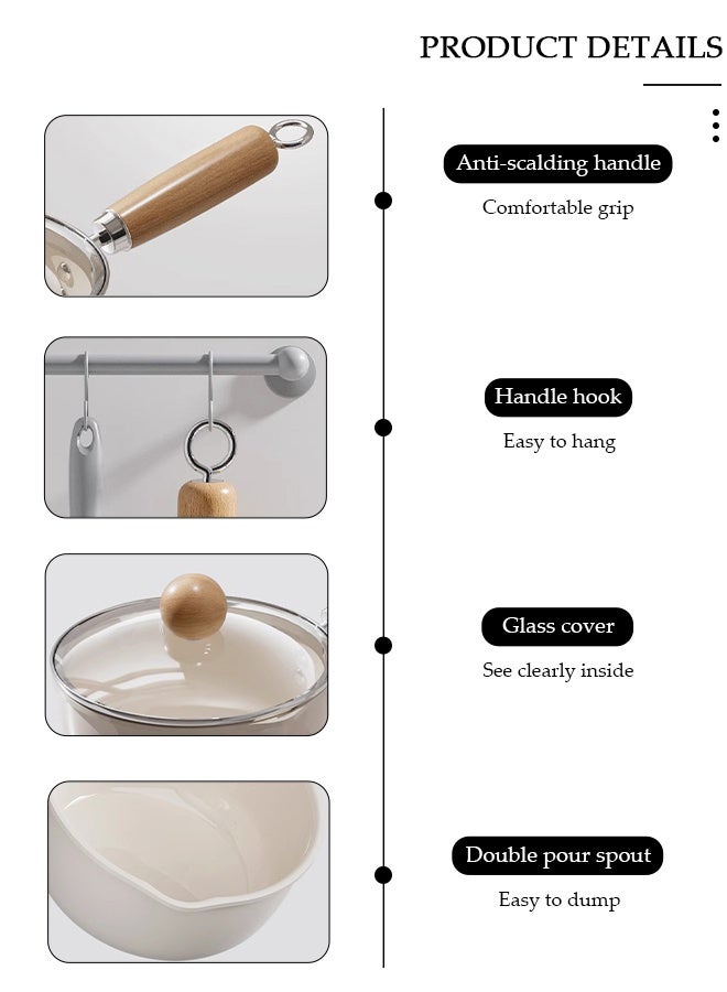 DUNISO Saucepan with Lid, Small Cooking Pot with Pour Spout, Non Stick Sauce Pan, Nonstick Milk Pan for Induction, Gas and Electric Hobs, Perfect for Cooking Gravies, Pasta, Vegetable and More - Image 4