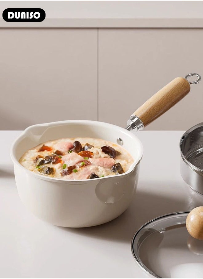 DUNISO Saucepan with Lid, Small Cooking Pot with Pour Spout, Non Stick Sauce Pan, Nonstick Milk Pan for Induction, Gas and Electric Hobs, Perfect for Cooking Gravies, Pasta, Vegetable and More  - Image 5