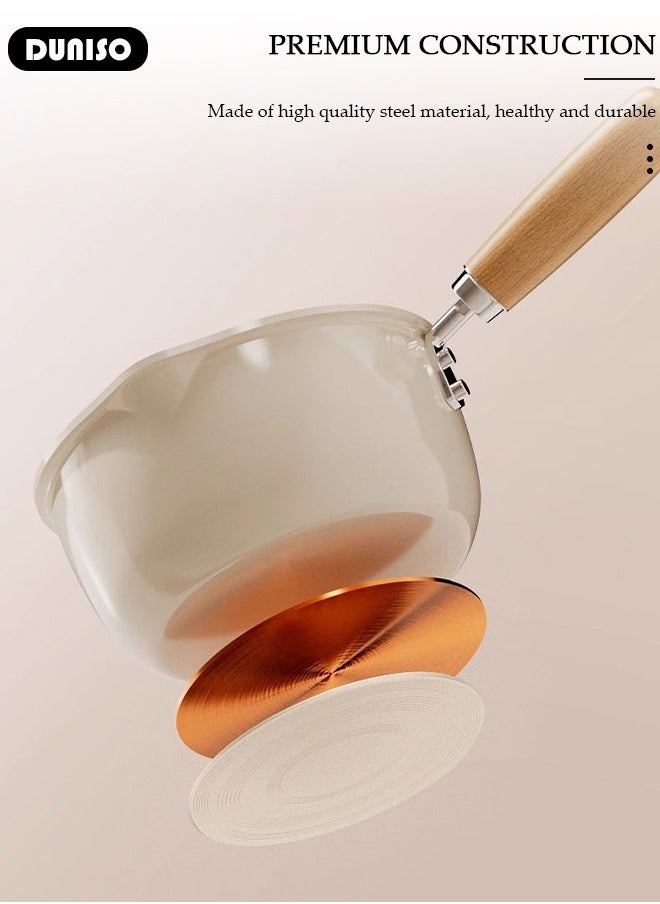 DUNISO Saucepan with Lid, Small Cooking Pot with Pour Spout, Non Stick Sauce Pan, Nonstick Milk Pan for Induction, Gas and Electric Hobs, Perfect for Cooking Gravies, Pasta, Vegetable and More  - Image 3