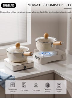 DUNISO Saucepan with Lid, Small Cooking Pot with Pour Spout, Non Stick Sauce Pan, Nonstick Milk Pan for Induction, Gas and Electric Hobs, Perfect for Cooking Gravies, Pasta, Vegetable and More  - Image 2