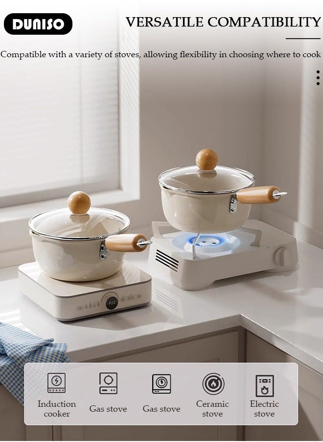 DUNISO Saucepan with Lid, Small Cooking Pot with Pour Spout, Non Stick Sauce Pan, Nonstick Milk Pan for Induction, Gas and Electric Hobs, Perfect for Cooking Gravies, Pasta, Vegetable and More  - Image 2