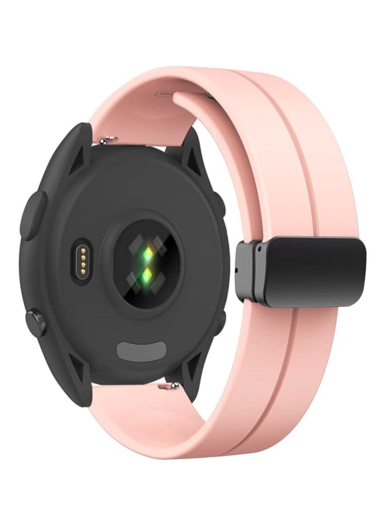 Strap Silicone Magnetic Clasp 20MM Band For Samsung Gear Sport/Watch 4/5/6/Watch 5 Pro/S2 classic/active 2 40mm 44mm/Amazfit GTS 3/4/4 Mini/Bip 3/GTS 2 mini/GTS 2e/Bip (Pink Sand) - Image 1
