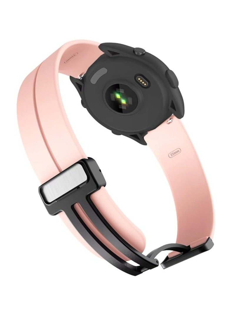 Strap Silicone Magnetic Clasp 20MM Band For Samsung Gear Sport/Watch 4/5/6/Watch 5 Pro/S2 classic/active 2 40mm 44mm/Amazfit GTS 3/4/4 Mini/Bip 3/GTS 2 mini/GTS 2e/Bip (Pink Sand) - Image 3