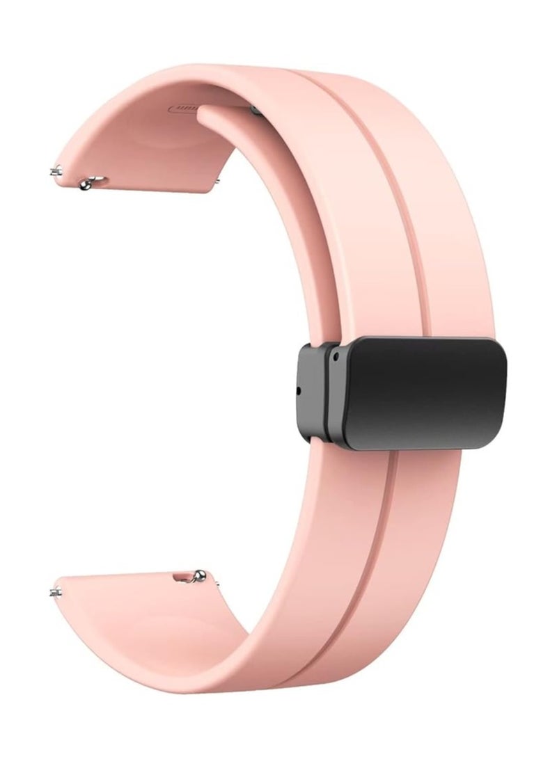 Strap Silicone Magnetic Clasp 20MM Band For Samsung Gear Sport/Watch 4/5/6/Watch 5 Pro/S2 classic/active 2 40mm 44mm/Amazfit GTS 3/4/4 Mini/Bip 3/GTS 2 mini/GTS 2e/Bip (Pink Sand) - Image 4