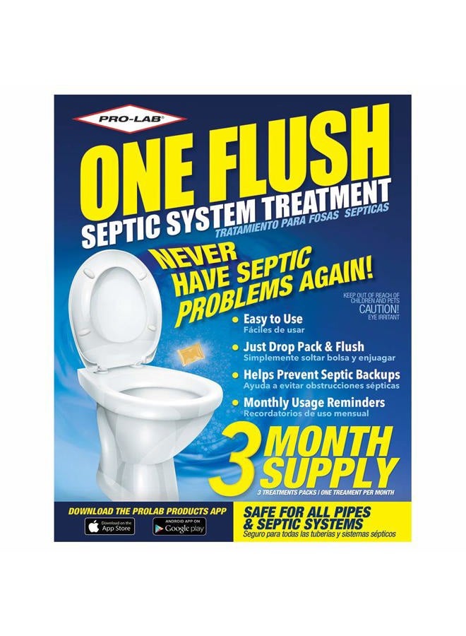 PROLAB PRO-LAB ONE FLUSH - Septic Tank Treatment Packets, 3-Month Supply of Easy-Flush Bacteria & Enzyme Packets - Proactive Prevention for Sewage Backups, Made in the USA - Image 1
