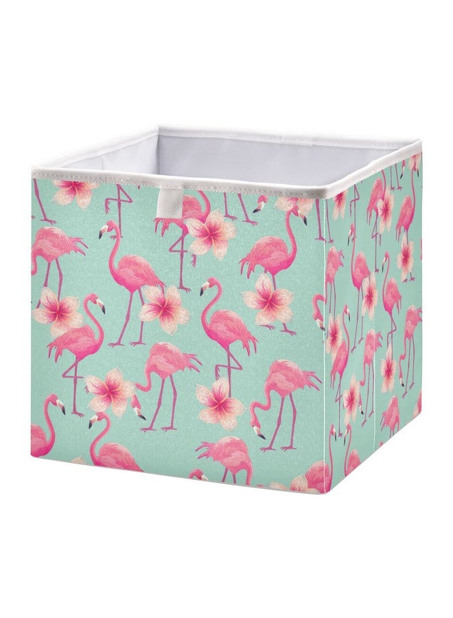 Kigai Beautiful Pink Flamingo Cube Storage Bin, Large Foldable Organizer Basket for Toys, Shelves, Laundry, Nursery -11 x 11 x 11 in - Image 1