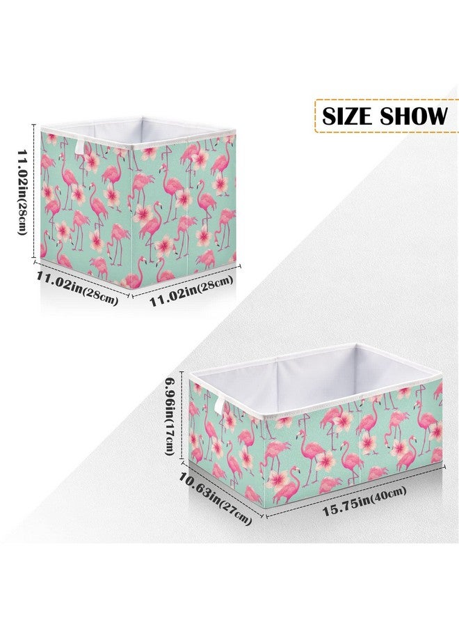 Kigai Beautiful Pink Flamingo Cube Storage Bin, Large Foldable Organizer Basket for Toys, Shelves, Laundry, Nursery -11 x 11 x 11 in - Image 2