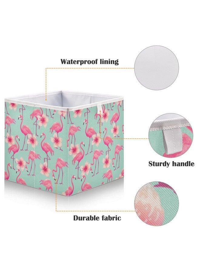 Kigai Beautiful Pink Flamingo Cube Storage Bin, Large Foldable Organizer Basket for Toys, Shelves, Laundry, Nursery -11 x 11 x 11 in - Image 3