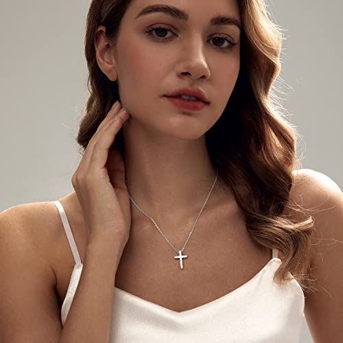Zeffy Cross Necklace for Women 18k Silver Plated Tiny Cross Pendant Necklace for Women Simple Layered Cross Necklaces - Image 4