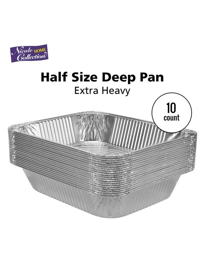 Nicole Home Collection Aluminum Pans Half Size, 9X13, Extra Heavy Duty Disposable Foil Pans For Baking (10 Pack) Roasting & Chafing, Deep Tin Foil Bakeware, Steam Table Tray, Cookware, Food Prepping, Cake & Oven Pan - Image 3