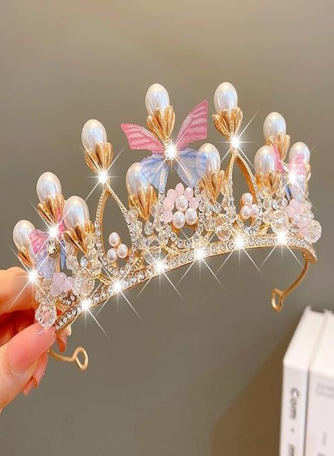 FEBLICH Crystal Tiara And Crown For Women Stylish Headband Crown Girls Princess Dress And Accessories For Girls Kids Queen Princess Wedding Bridal Birthday Gift Hair Accessories (Rose Gold) - Image 2