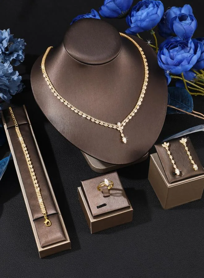 Take Two Take Two Embellished Necklace, Bracelet, Ring and Earrings Jewelry Set