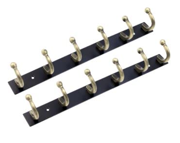 GHAR DWAR خطاف ملابس من الفولاذ المقاوم للصدأ فانتسي (عبوة من 2) 6 دبابيس شماعة ملابس حمام خطاف حائط للباب لتعليق المفاتيح، الملابس، المناشف، خطاف فولاذي - Image 1