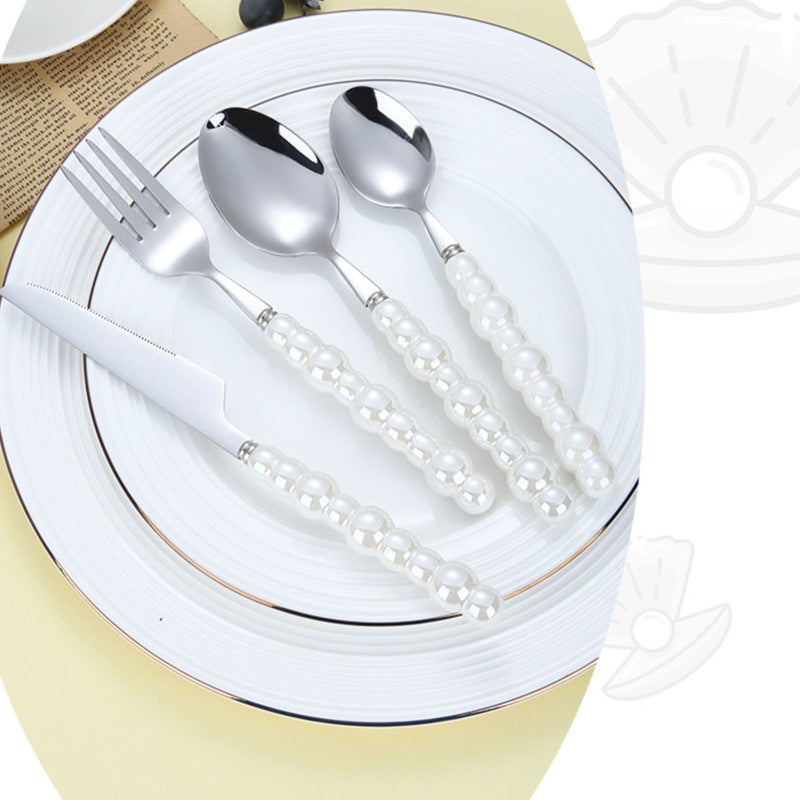Luxury Flatware Set 304 Stainless Steel Pearl Ceramic Handle Cutlery Set - Fine Workmanship Stainless Steel Utensils for Home Restaurant - Image 5