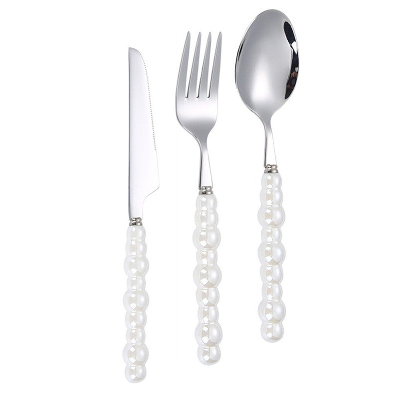 Luxury Flatware Set 304 Stainless Steel Pearl Ceramic Handle Cutlery Set - Fine Workmanship Stainless Steel Utensils for Home Restaurant - Image 4