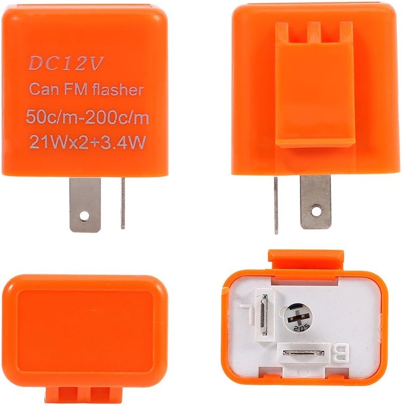 Orange Universal 12V 2 Pin LED Turn Signal Flasher Relay For Most Motorcycles - Image 1