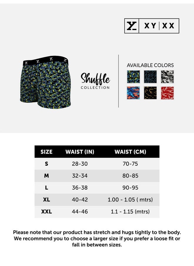 XYXX - XYXX Men's Modal Modern Stretch Trunks (Pack of 3) (XYTRNK_R5_03_Camo Blue & Orange+Lightning Bolt+Yoga Pet_XXL) - Image 1