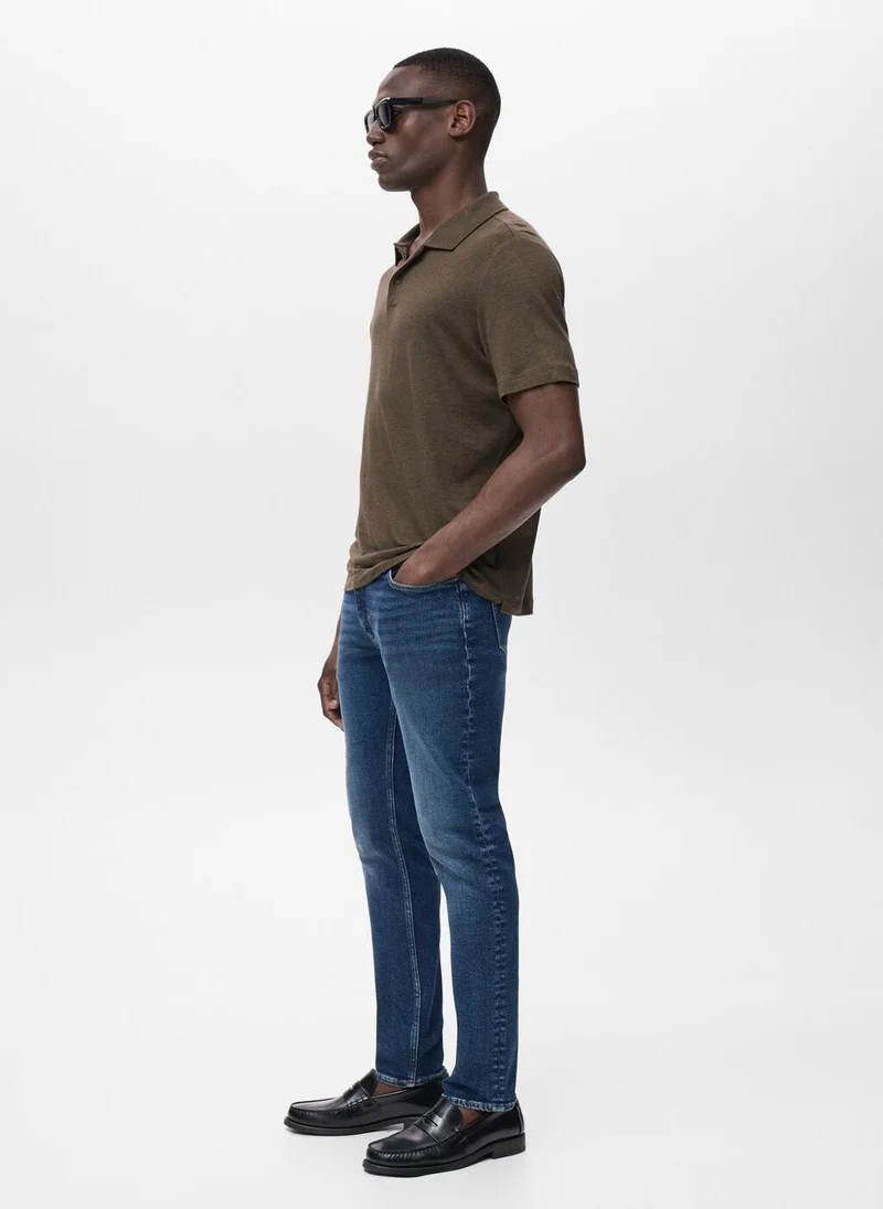 Mango Man Jan slim-fit faded dark-wash jeans