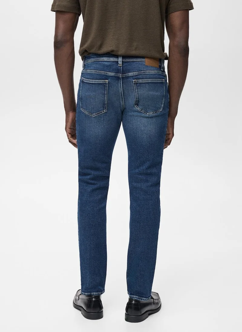 Mango Man Jan slim-fit faded dark-wash jeans