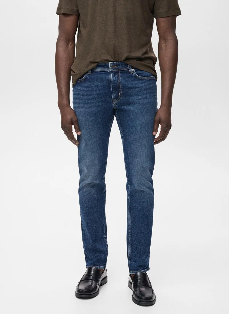 Mango Man Jan slim-fit faded dark-wash jeans