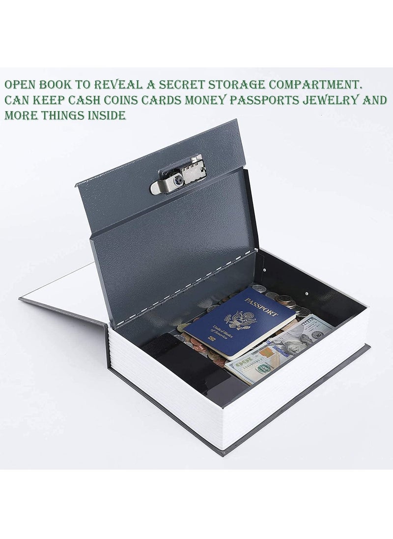 Rubik - Book Safe with Combination Lock Home Dictionary Diversion Hidden Secret Metal Safe Box for Money Jewelry Passport 26.5 x 20 x 6.5 cm - Black Large - Image 1