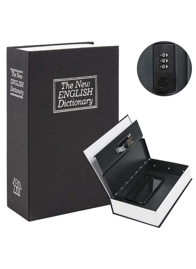 Rubik - Book Safe with Combination Lock Home Dictionary Diversion Hidden Secret Metal Safe Box for Money Jewelry Passport 26.5 x 20 x 6.5 cm - Black Large - Image 1