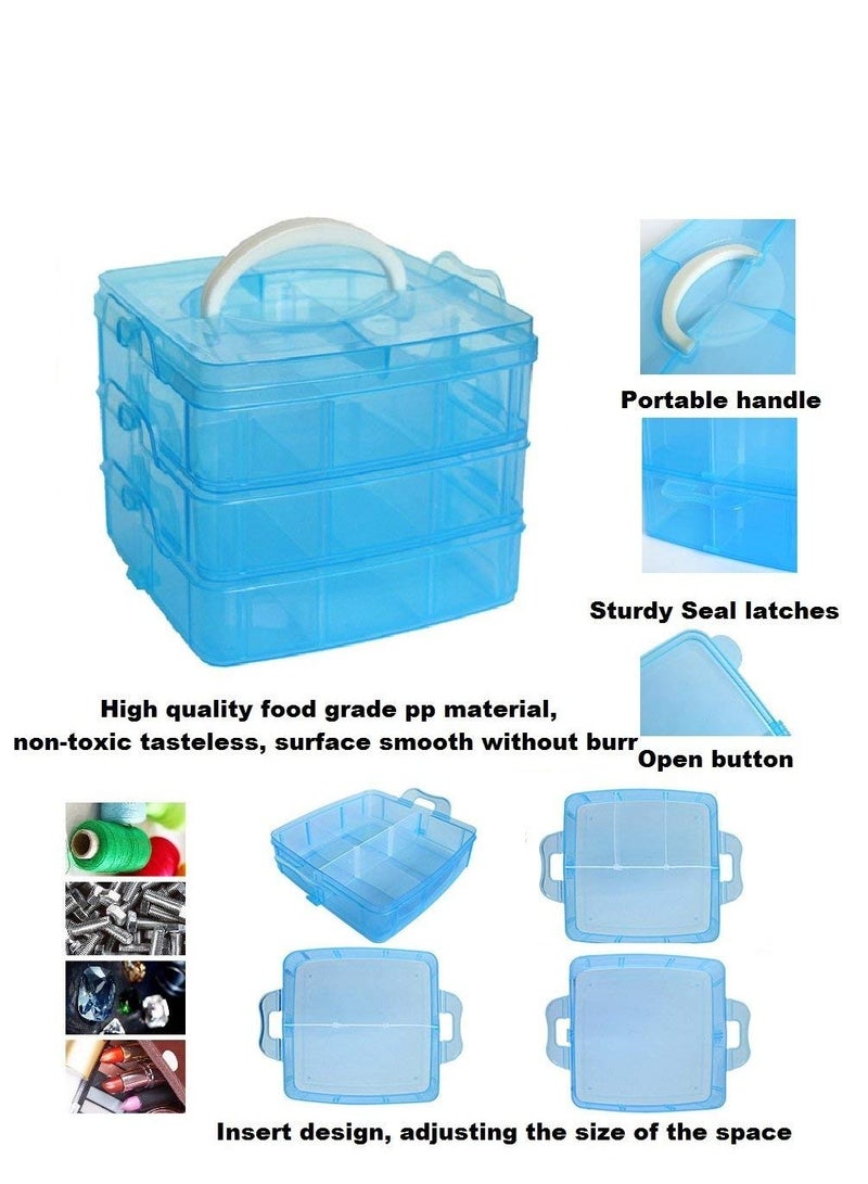 SYOSI 3 Tier Stackable Storage Container Box with 30 Compartments, Plastic Storage Box for Toys Arts and Crafts,Fuse Beads, Washi Tapes - Image 5