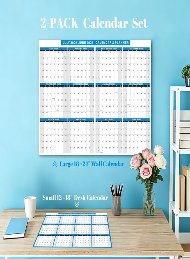 YvnShine 2026-2027 Academic Calendar 2 Pack Set -18x24" Laminated and 12x18" Cardstock, 12 Month July 2026 to June 2027, Reversible Vertical/Horizontal, for Office, Home, School - Image 4
