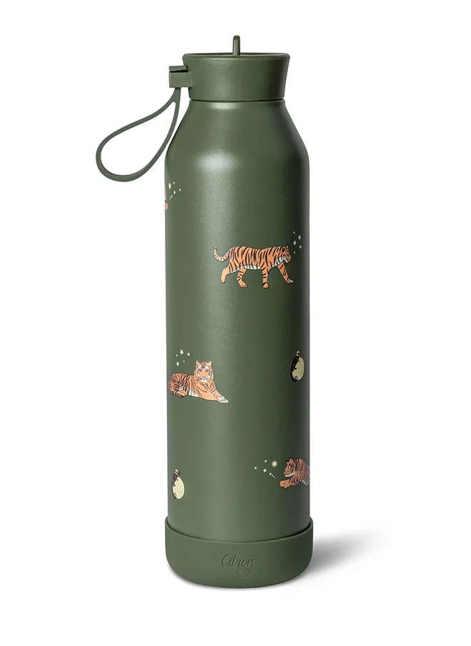 Citron Stainless Steel Water Bottle 750ml - Tiger Print - Insulated & Eco-Friendly