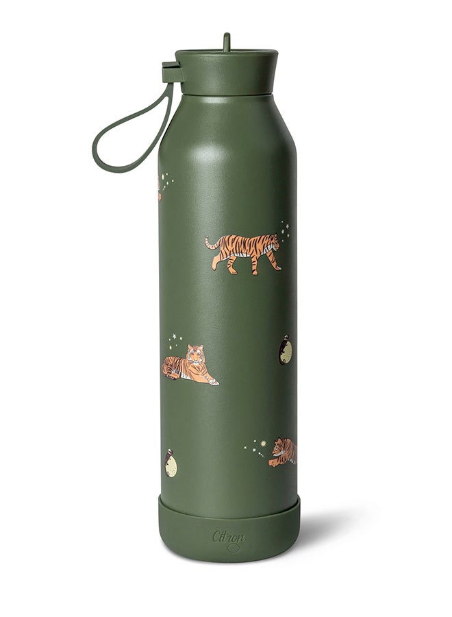 سترون زجاجة مياه ستانلس ستيل  مل بطبعة نمر معزولة وصديقة للبيئة - Image 1