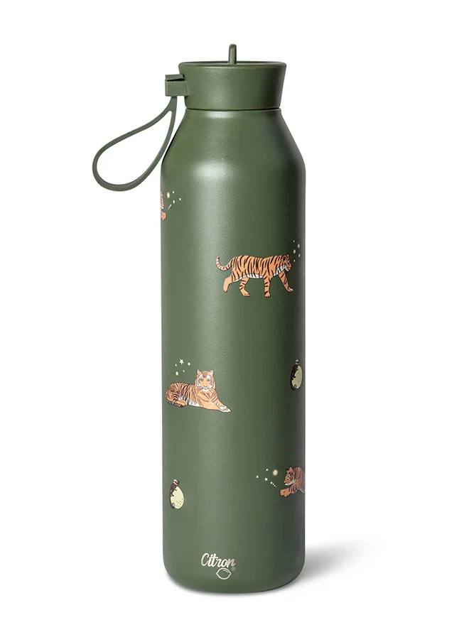 Citron Stainless Steel Water Bottle 750ml - Tiger Print - Insulated & Eco-Friendly