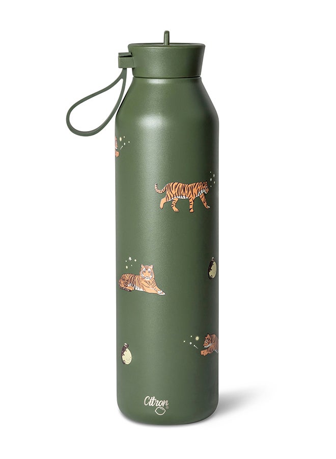 سترون زجاجة مياه ستانلس ستيل  مل بطبعة نمر معزولة وصديقة للبيئة - Image 2