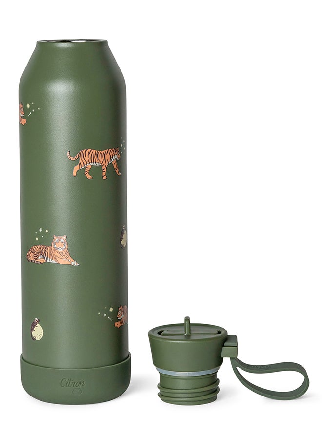 سترون زجاجة مياه ستانلس ستيل  مل بطبعة نمر معزولة وصديقة للبيئة - Image 3