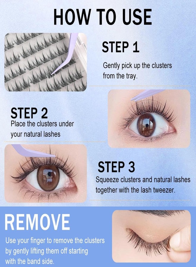 MAYCREATE® 120Pcs Pre-glued False Eyelashes Kit with Tweezer, Cluster Fluffy Lashes 10/11mm, Natural or Party Look DIY Lash Extensions Kit - Image 5