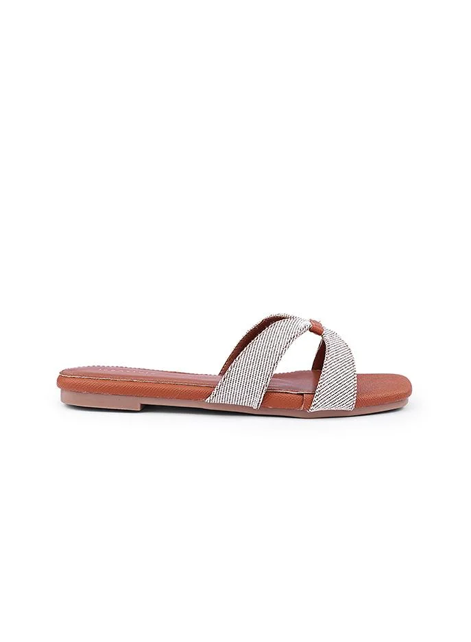 Croc-Embossed Flat Mules