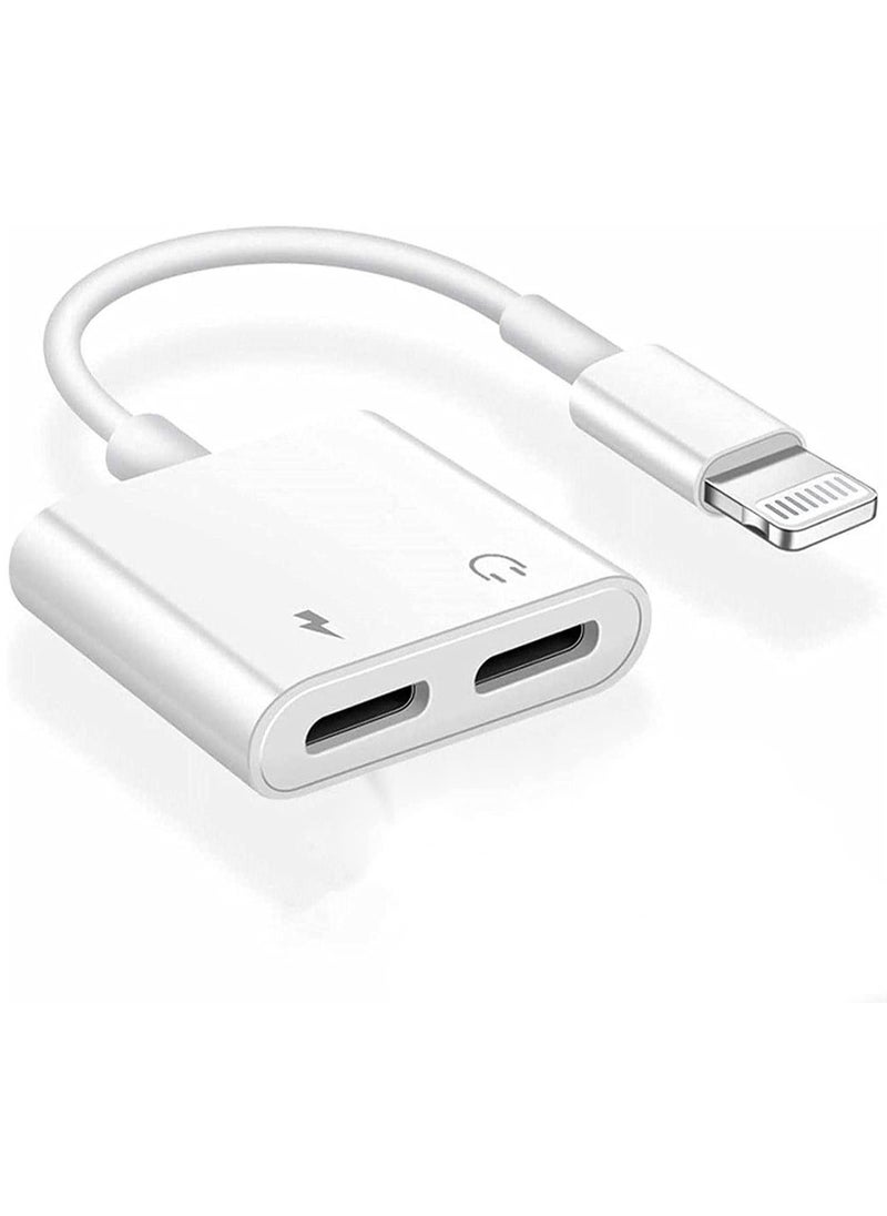 Generic - iPhone Headphones Adapter Splitter 2 in 1 Dual Lightning Charger Cable Aux Audio Adapter Converter for iPhone 14/13/12/11/XS/XR/X/8/7/6/iPad Support Calling+Charging+Music Control - Image 1