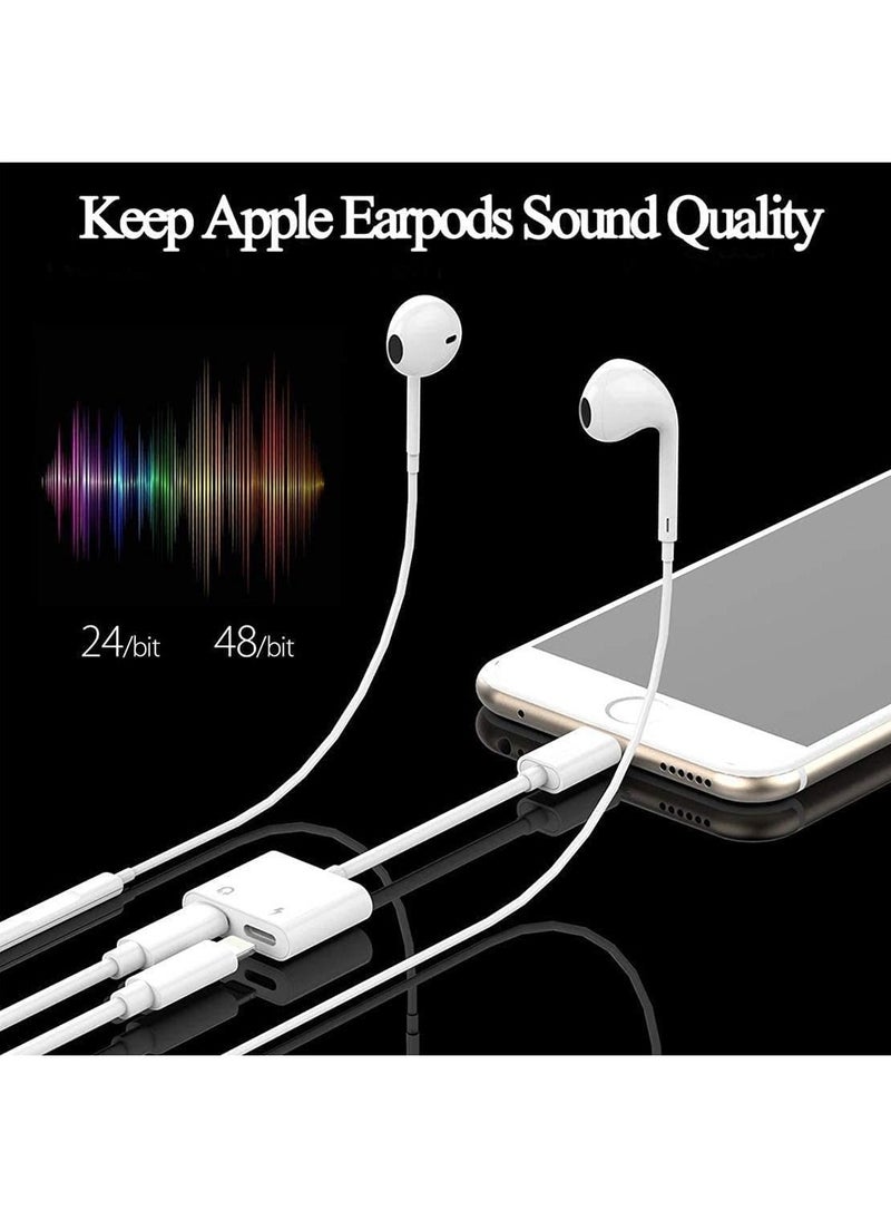 Generic - iPhone Headphones Adapter Splitter 2 in 1 Dual Lightning Charger Cable Aux Audio Adapter Converter for iPhone 14/13/12/11/XS/XR/X/8/7/6/iPad Support Calling+Charging+Music Control - Image 1